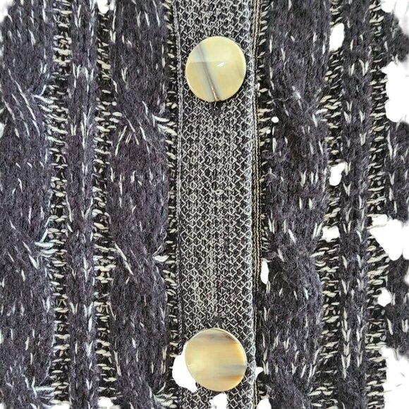 Misook Jacket Black Lose Knit Tweed Button Front Cardigan Coatigan Women Size 0X - Picture 5 of 6